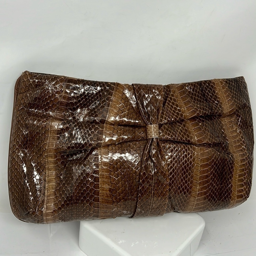 Clemente Python Snakeskin Clutch Shoulder Bag - image 1